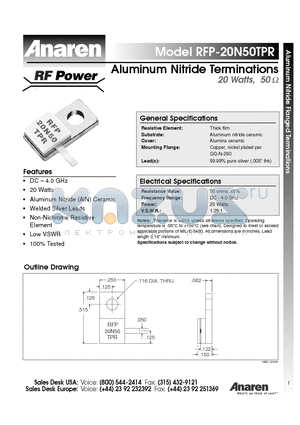 RFP-20N50TPR datasheet - Aluminum Nitride Terminations