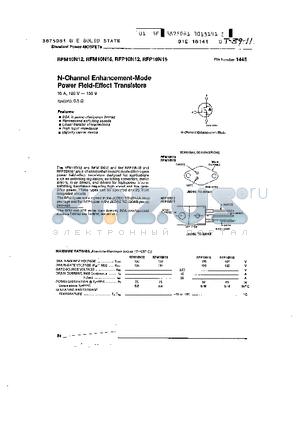 RFP10N12 datasheet - N-CHANNEL ENHANCEMENT-MODE POWER FIELD-EFFECT TRANSISTORS