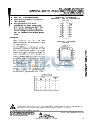 SN74AHCT257DB datasheet - QUADRUPLE 2-LINE TO 1-LINE DATA SELECTORS/MULTIPLEXERS WITH 3-STATE OUTPUTS