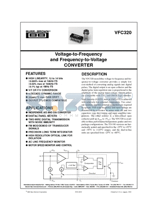 VFC320CM datasheet - Voltage-to-Frequency and Frequency-to-Voltage CONVERTER