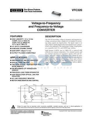 VFC320SM datasheet - Voltage-to-Frequency and Frequency-to-Voltage CONVERTER