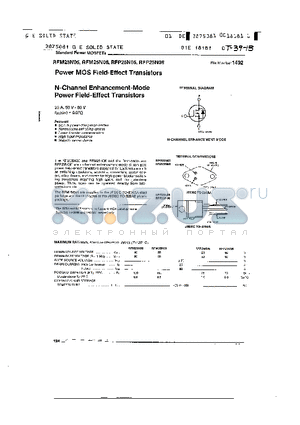 RFP25N05 datasheet - POWER MOS FIELD EFFECT TRANSISTORS