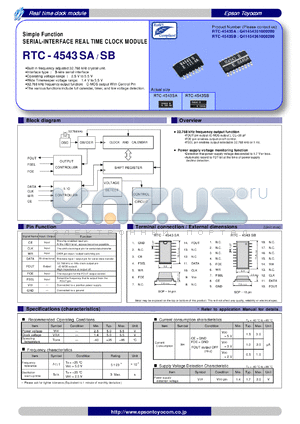 RTC-4543SA datasheet - Simple Function SERIAL-INTERFACE REAL TIME CLOCK MODULE