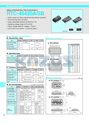 RTC-4543SB datasheet - SERIAL-INTERFACE REAL TIME CLOCK MODULE