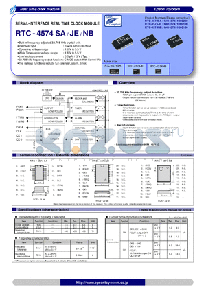 RTC-4574SA datasheet - SERIAL-INTERFACE REAL TIME CLOCK MODULE