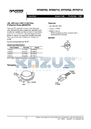 RFP8P10 datasheet - -8A, -80V AND -100V, 0.400 Ohm, P-CHANNEL POWER MOSFETS