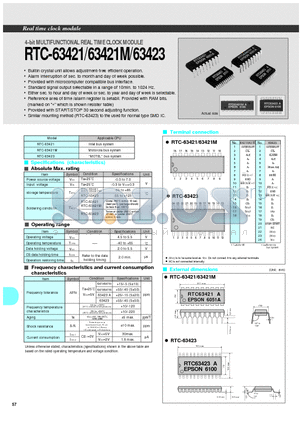 RTC-63423 datasheet - 4-bit MULTIFUNCTIONAL REAL TIME CLOCK MODULE