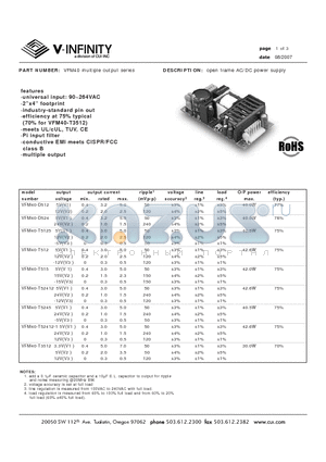 VFM40-T5125 datasheet - open frame AC/DC power supply