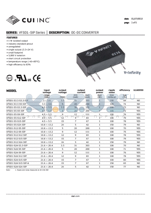 VFSD1-S12-S12-SIP datasheet - DC-DC CONVERTER