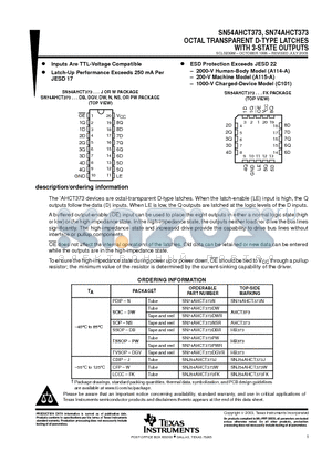 SN74AHCT373DGV datasheet - OCTAL TRANSPARENT D-TYPE LATCHES WITH 3-STATE OUTPUTS