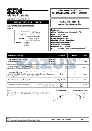 SDR1306 datasheet - Ultra Fast Rectifier