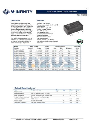 VFSD2-S12-S12-SIP datasheet - DC-DC Converter