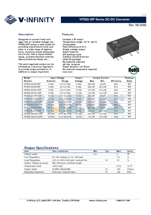VFSD2-S12-S9-SIP datasheet - DC-DC Converter