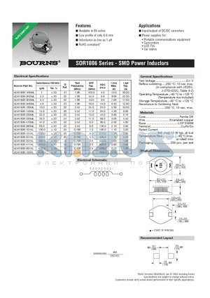 SDR1806 datasheet - SMD Power Inductors