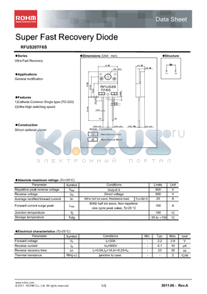 RFUS20TF6S datasheet - Super Fast Recovery Diode