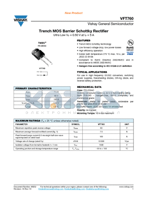 VFT760-M3-4W datasheet - Trench MOS Barrier Schottky Rectifier