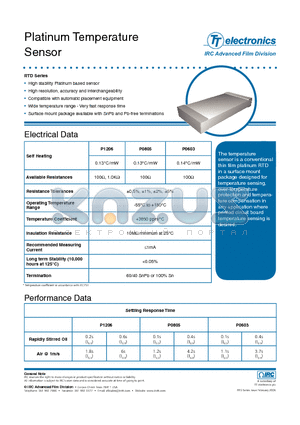 RTD-P0603-42-1000-G datasheet - Platinum Temperature Sensor