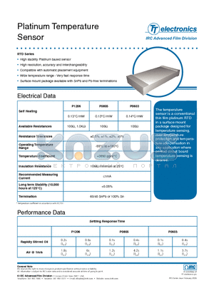 RTD-P0603-43-1000-D datasheet - Platinum Temperature Sensor