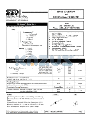 SDR1TSMS datasheet - ULTRA FAST RECTIFIER