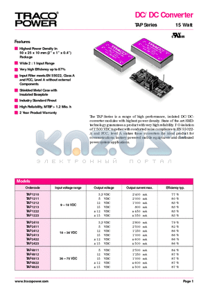 TAP1211 datasheet - DC/DC Converter