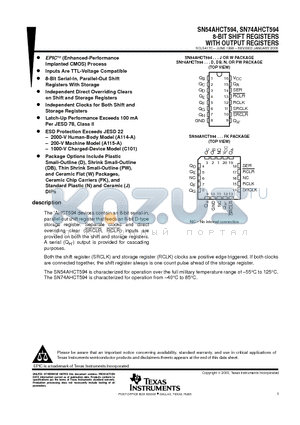 SN74AHCT594 datasheet - 8-BIT SHIFT REGISTERS WITH OUTPUT REGISTERS