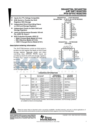 SN74AHCT594 datasheet - 8-BIT SHIFT REGISTERS WITH OUTPUT REGISTERS