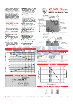 TAP600J5R0E datasheet - 600 Watt Heat Sinkable Planar
