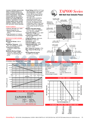 TAP600K5R0E datasheet - 600 Watt Heat Sinkable Planar