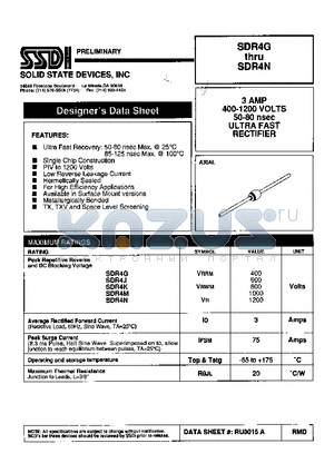 SDR4G datasheet - 3 AMP 400-1200 50-80nsec ULTRA FAST RECTIFIER