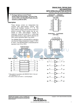 SN74ALS05ADRG4 datasheet - HEX INVERTERS WITH OPEN-COLLECTOR OUTPUTS