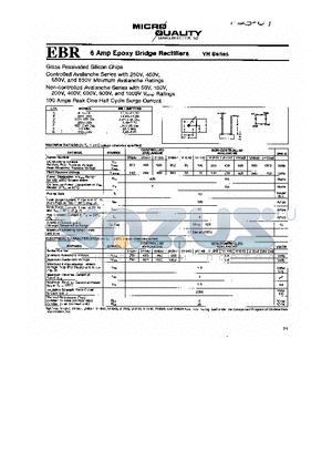 VH247 datasheet - 6 Amp Epoxy Bridge Rectifiers