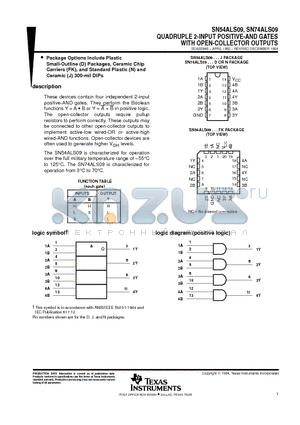 SN74ALS09N datasheet - QUADRUPLE 2-INPUT POSITIVE-AND GATES WITH OPEN-COLLECTOR OUTPUTS