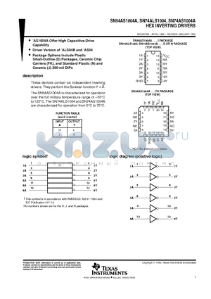 SN74ALS1004DR datasheet - HEX INVERTING DRIVERS