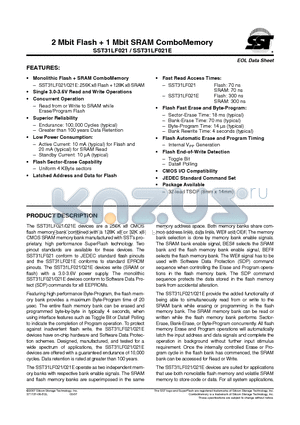 SST31LF021 datasheet - 2 Mbit Flash  1 Mbit SRAM ComboMemory