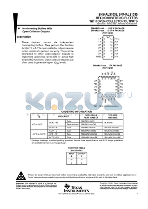 SN74ALS1035N datasheet - HEX NONINVERTING BUFFERS WITH OPEN-COLLECTOR OUTPUTS