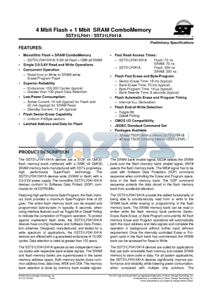 SST31LF041A-70-4E-WH datasheet - 4 Mbit Flash  1 Mbit SRAM ComboMemory