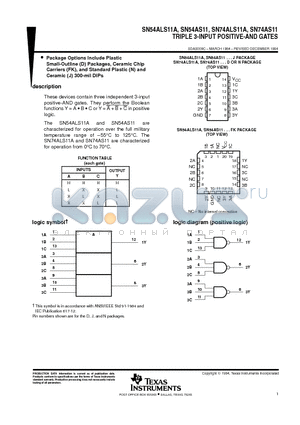 SN74ALS11AD datasheet - TRIPLE 3-INPUT POSITIVE-AND GATES