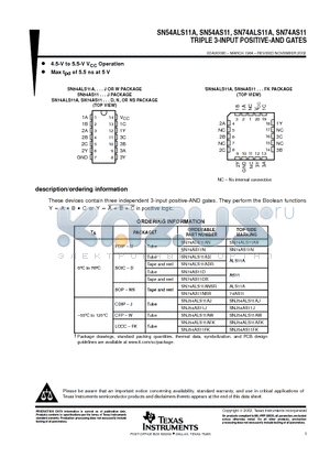 SN74ALS11ADRE4 datasheet - TRIPLE 3-INPUT POSITIVE-AND GATES