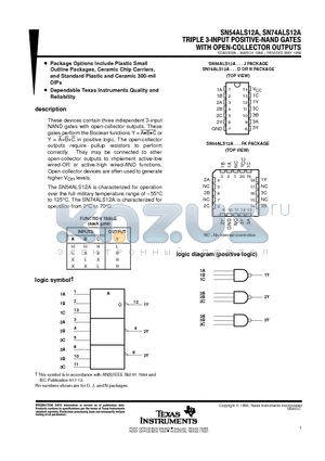 SN74ALS12A datasheet - TRIPLE 3-INPUT POSITIVE-NAND GATES WITH OPEN-COLLECTOR OUTPUTS