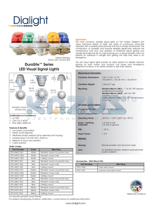 RTO-0Y07-004 datasheet - DuroSite Series LED Visual Signal Lights