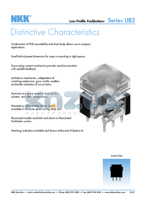 UB215SKW03N-5D datasheet - Low Profile Pushbuttons