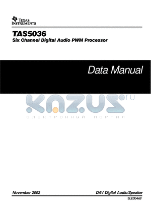 TAS5036PFCR datasheet - SIX CHANNEL DIGITAL AUDIO PWM PROCESSOR