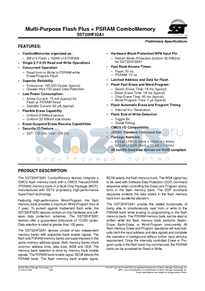 SST32HF32A1-70-4E-LSE datasheet - Multi-Purpose Flash Plus  PSRAM ComboMemory