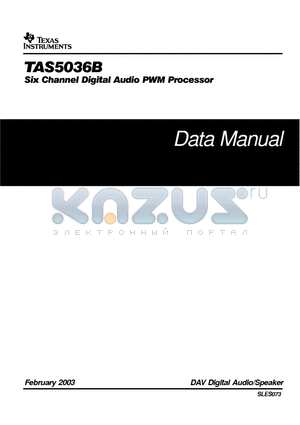 TAS5036B_06 datasheet - Six Channel Digital Audio PWM Processor