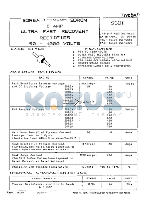 SDR6K datasheet - 6AMP 50-1000VOLTS ULTRA FAST RECOVERY RECTIFIER