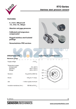 RTOP005G7 datasheet - Stainless steel pressure sensors