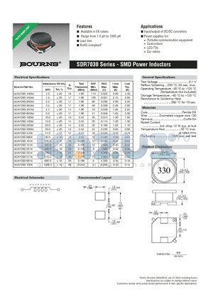 SDR7030-102K datasheet - SMD Power Inductors