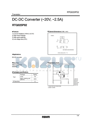 RTQ025P02 datasheet - DC-DC Converter (-20V, -2.5A)