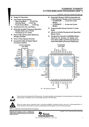 TLV320AC57 datasheet - 3-V VOICE-BAND AUDIO PROCESSORS VBAPE