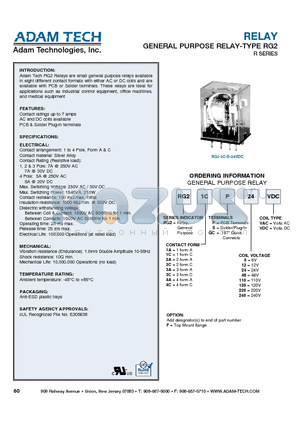 RG22AP220VDC datasheet - RELAY GENERAL PURPOSE RELAY-TYPE RG2